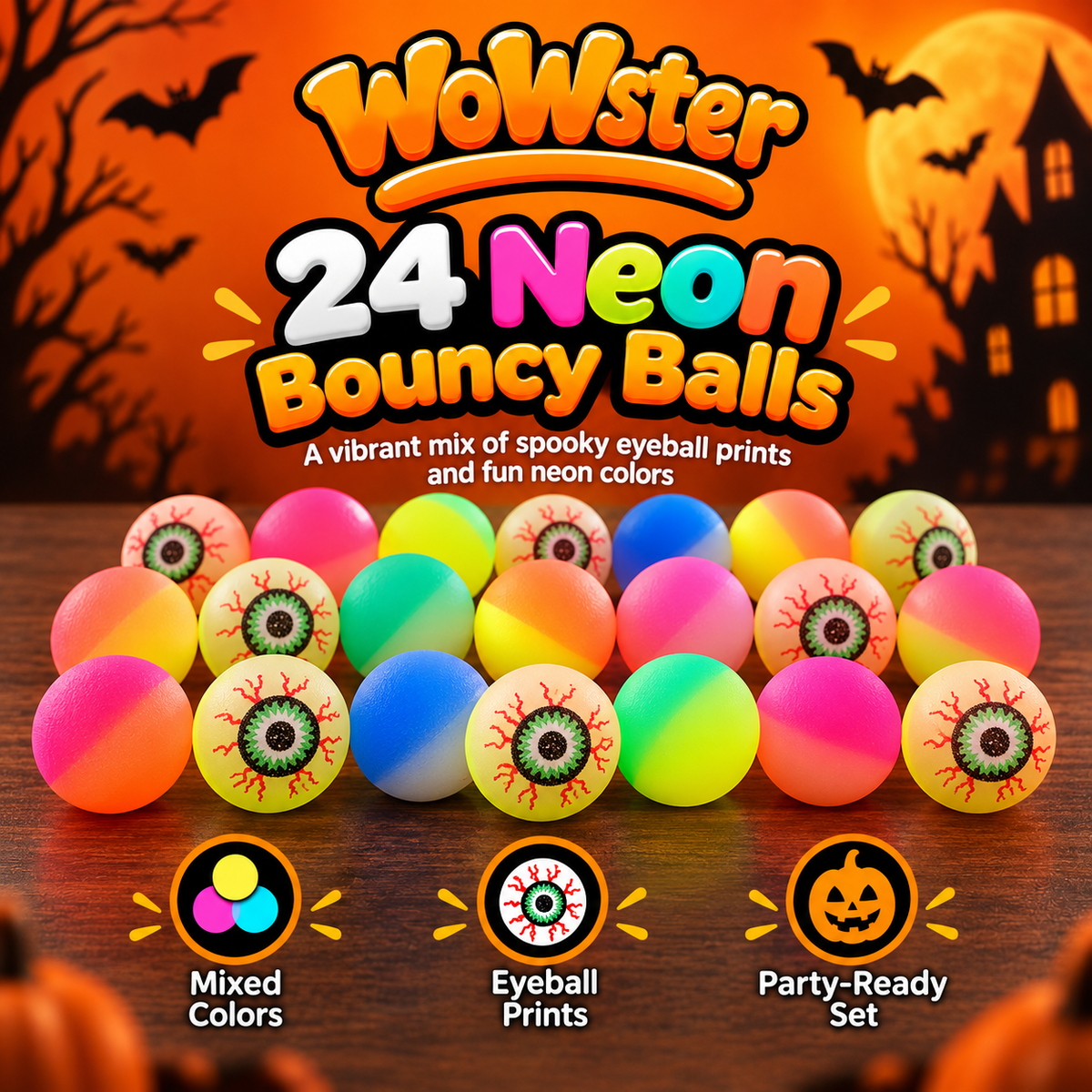 BooBounce Neon Halloween Eyeball Balls