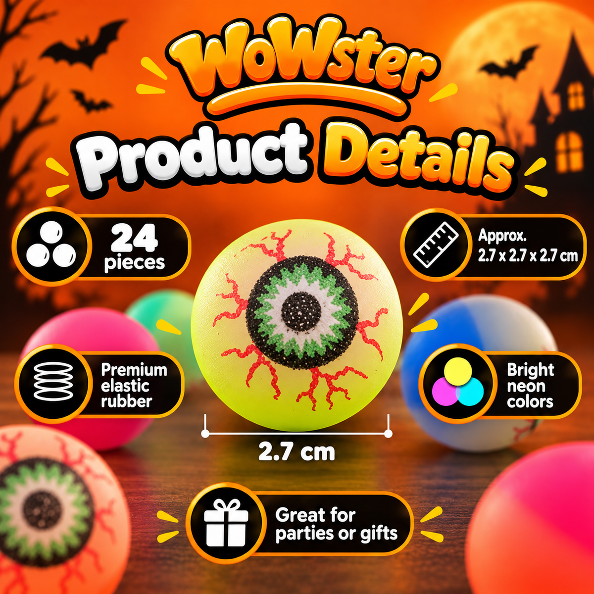 BooBounce Neon Halloween Eyeball Balls