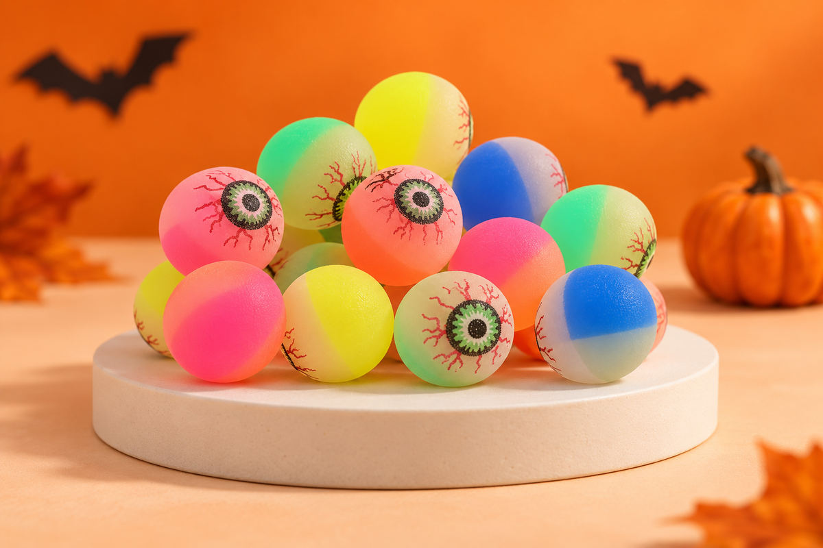 Wowster neon bouncy balls with Halloween party styling